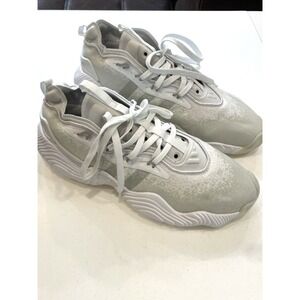 adidas Trae Young 3 Basketball Sneakers Men's 9 Cloud White Silver Metallic Shoe